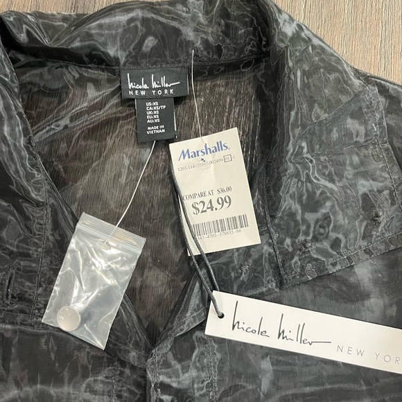 NWT Nicole Miller sheer black top size XS - Picture 5 of 8